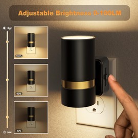 JandCase Night Lights Plug into Wall, Automatic Night Light with Dusk to Dawn, 2 Pack 0-100LM Dimmable Plug in LED Nightlight 3000K Soft Warm for Bedroom, Hallway, Stairs