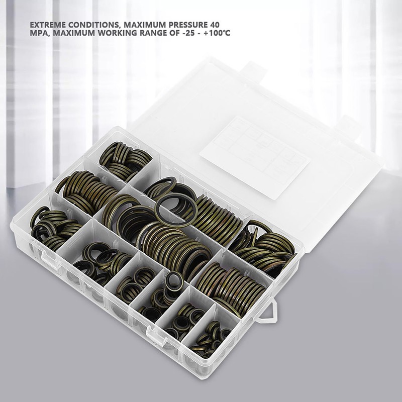 240pcs 6\8\10\12\14\16\18\20\22\24\27\30mm Metal Rubber Sealing Oil Ring Drain Plug Gasket