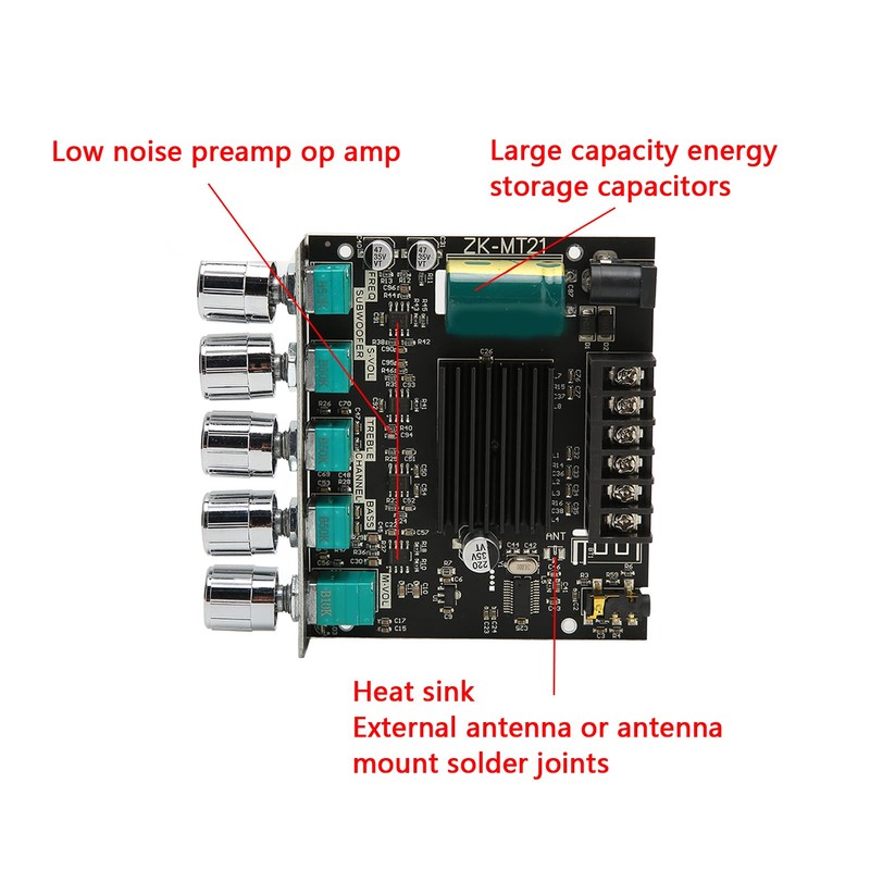 ASHATA Bluetooth 5.0 Stereo Audio Receiver Amplifier Board, 50W X