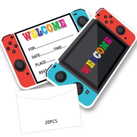 20 pcs Video Gamer Birthday Party Invitations for boy, Birthday Party Invitations, 20 Invitations + 20 Envelopes Video Gamer Party Supplies Kids Birthday Invites Cards Baby Shower