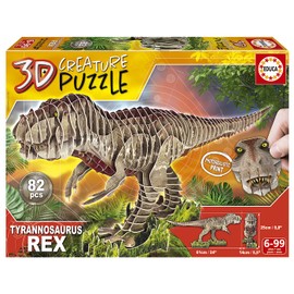 Educa - T-Rex, 3D Puzzle for Adults and Children from 6 Years, 82 Pieces, Dinosaur (19182)