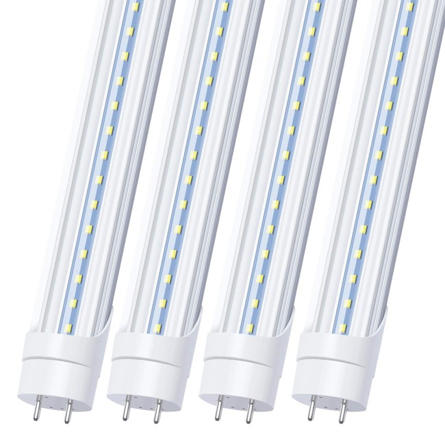 LED Tube Light 4FT, Dual-End Powered, T8 Ballast Bypass, 18W (48W Equivalent), 2160 Lumens, 6000K Cold White, Clear Cover, LED Lights Replacement, AC 85-265V - Pack of 25