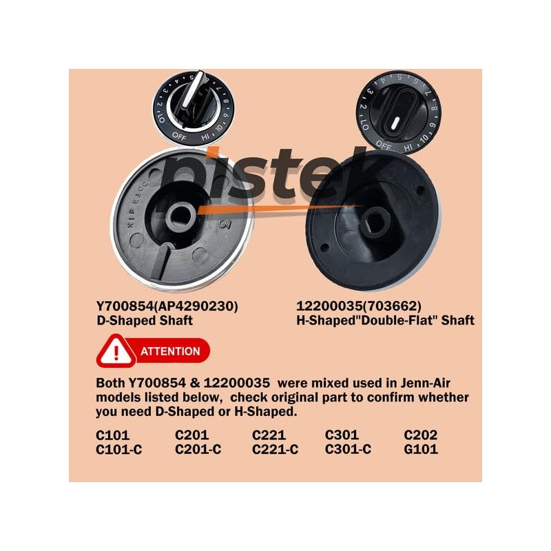 Pistek 4 pack Y700854 AP4290230 PS2201285 Surface Burner Knob for