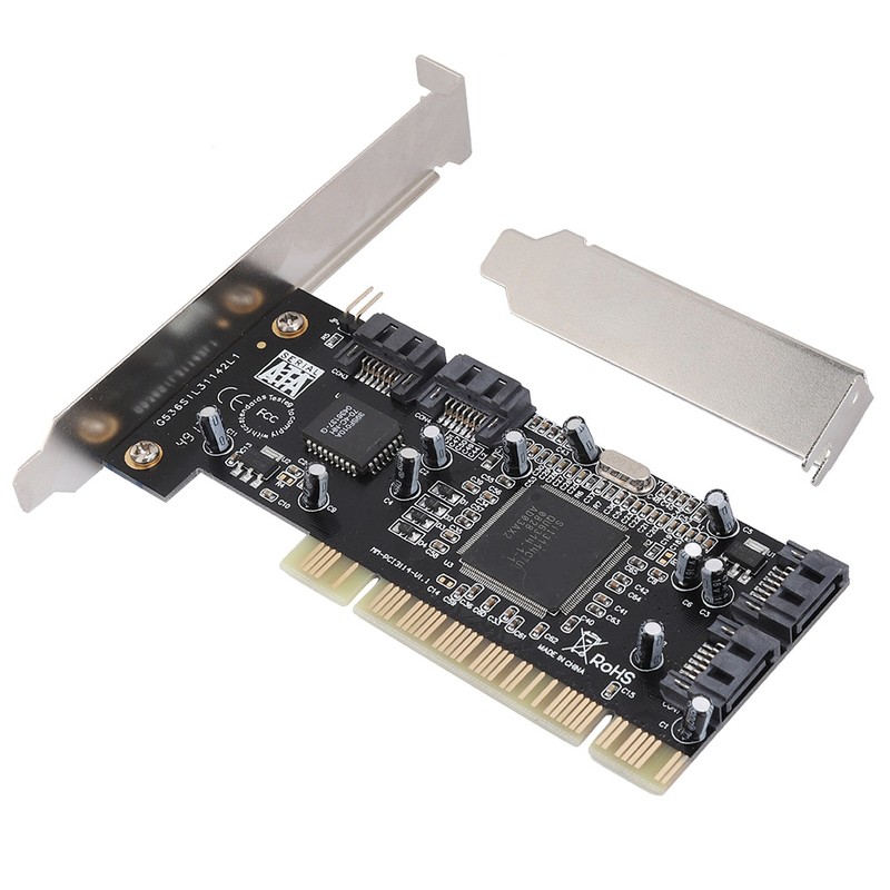 PCI 16X to 4-port SATA Riser Card 5Gbps Sil3114 Master