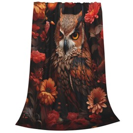 amepay Owl Blanket for Adults Kids Gifts for Owl Flowers Lovers Flannel Throw Blankets Soft Comfy Lightweight for Home Decor Couch Bed Sofa 60x50 Inches