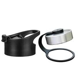 lexlion 2 Water Bottle Lids W/Handle — Flip-Flop Lid & Stainless Steel Lid — Leak Proof & Insulated Gym Bottles Flip Lids for Wide Mouth Bottle — Compatible w/most Sports Water Bottle from 12-64 Oz