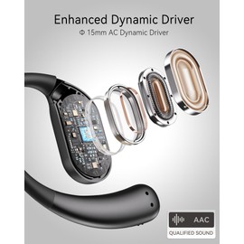 Open Ear Earbuds, True Wireless Open Ear Headphones with Earhooks, Air Conduction earphones, Touch Control, Dual Noise-Cancelling Mics, Up to 30 Hours Power with Case, IPX5, Workouts, Yoga, Running