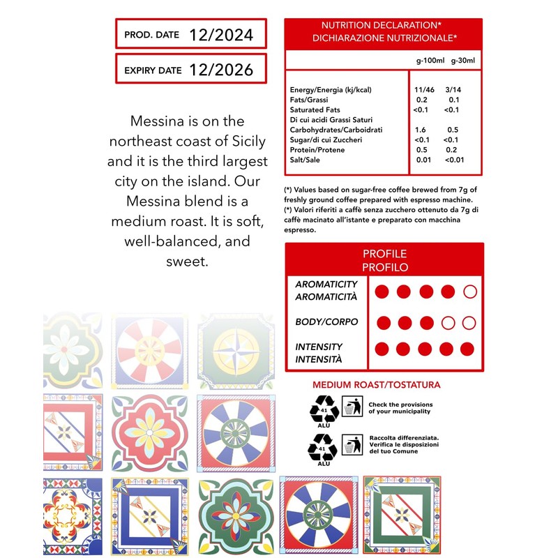 Banno Caffe Messina Blend Whole Bean Coffee Medium Roast 250g