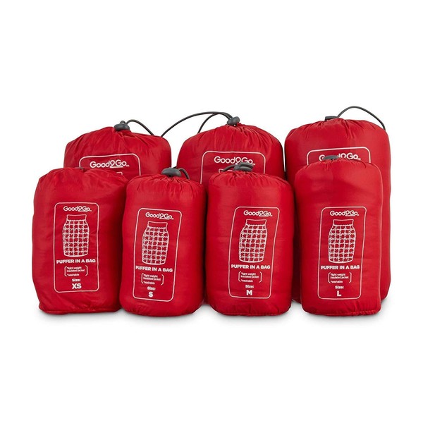 Good2Go Red Pack-and-Go Dog Puffer Jacket in a Bag, Medium