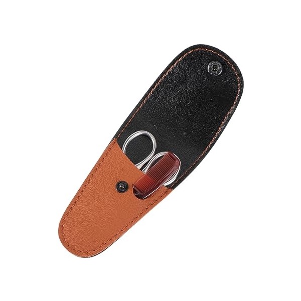 2pcs Stainless Steel Beard Scissors Set Leather Case Professional Grooming