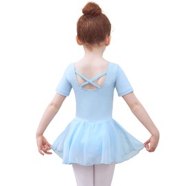 Tancefair Ragazza Vestito da Balletto Body Danza Tutu da Balletto Leotard Vestito Ginnastica Manica/Lunga Corta Ballet Outfit con Chiffon Gonna