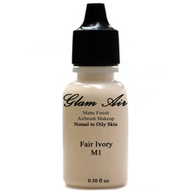 Large Bottle Glam Air Airbrush M1 Fair Ivory Matte Foundation Water-based Makeup 0.50 Fl Oz (Ideal for Oily to Normal Skin) by GLAM AIR INC.