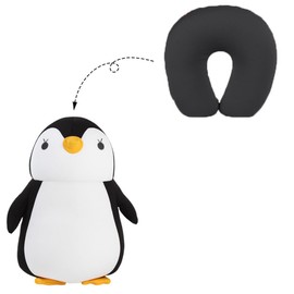 Ghzste 2 in 1 Neck Pillow, Travel Pillow, Travel Deformation Neck Pillow, Cute Penguin in U-shape, Adults, Children, Camping, Hiking, Plane, Rest and Sleep