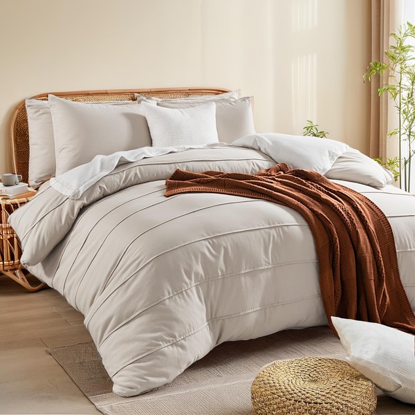 NEXHOME PRO 100% Organic Cotton Duvet Cover Queen Size, Linen