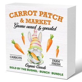 Easter Decor Bunny Easter Decor Carrot Patch Wood Sign Home Kitchen Desk Tabletop Shelf Decor Easter Decorations 5 x 5 Inches