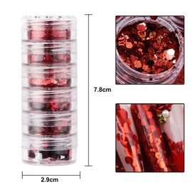 UNVOJL 6 Boxes Valentine's Day Nail Glitters Heart Nail Art Glitter Sequins Valentine's Day Series Love Nail Ornament Nail Art Decoration for Women Girls