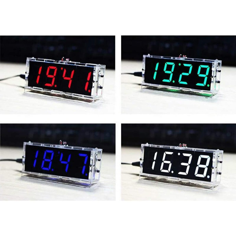 Digital Alarm Clock,LED 4 Digital Clock Timekeeping Electronic DIY Kit