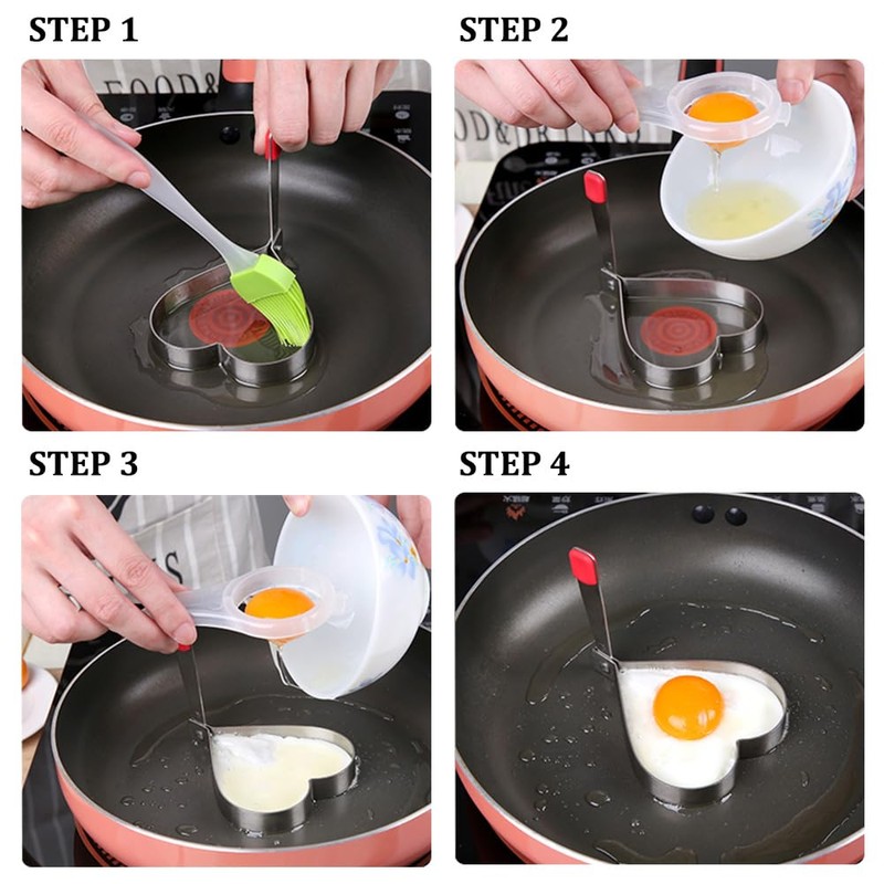 2 Pcs Stainless Steel Egg Rings with Anti Heat Handle