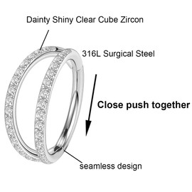 HENYQANN Piercing Ring Septum Piercing Conch Piercing Nose Ring Piercing Daith Helix Piercing Cartilage Earring Belly Tragus Piercing Gold Silver 16/18G 8/10 mm, Stainless Steel