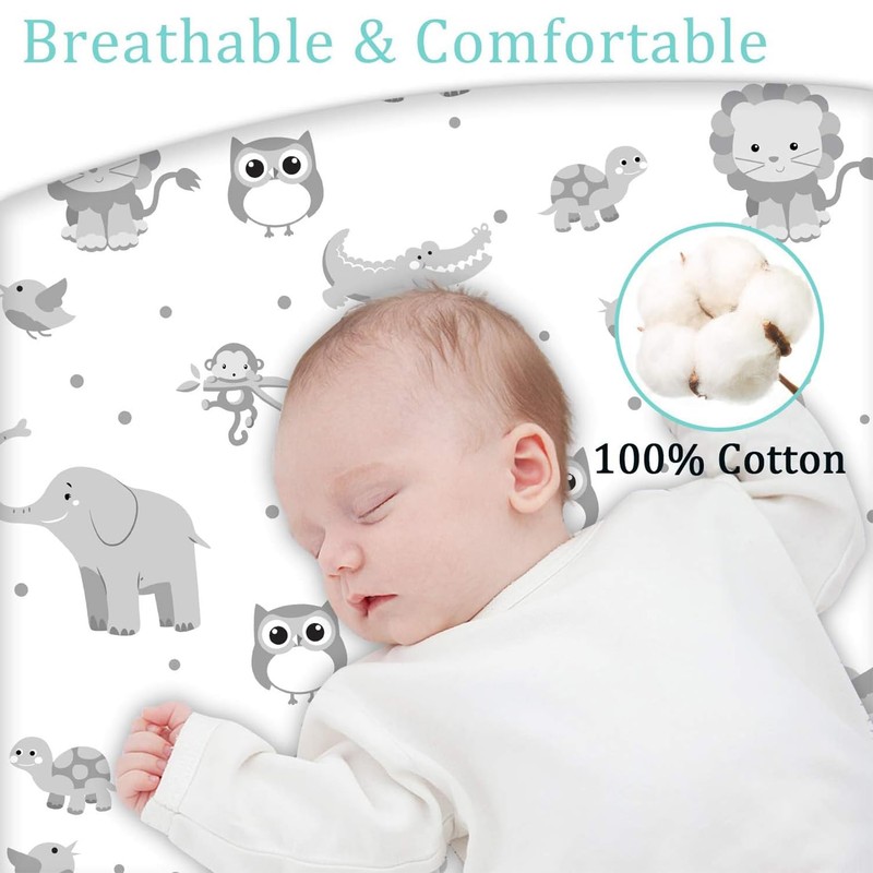 JMITHA Baby Mattress Protector, Fitted Sheets, Set of 3 Fitted