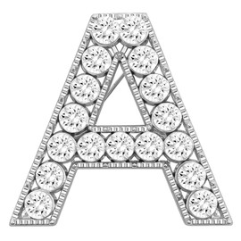 XGALBLA Broche de letras (A-Z) chapado en metal con perlas simuladas para mujeres y niñas (tono dorado), Metal Diamante de imitación Metal Cristal Diamantes de imitación, cristal