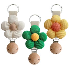 PHIOMUUE 3 Pack Hat Clip for Bag Travel,Cute Flower Hat Clips for Travel on Bag，Hands-Free Hat Holder Clip,Bag Clips for Handbags Backpack Accessories for Outdoor Travel (White, Green, Yellow)