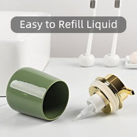 Modern Foam Soap Dispenser for Bathroom, Chic Ceramic Bottle, Gold Soap Dispenser Pump (Green)