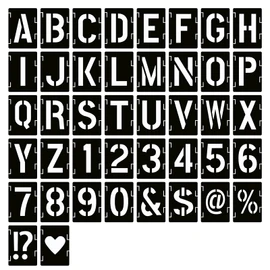 YEAJON 9 Inch Letter Stencils Symbol Numbers Craft Stencils, 42 Pcs Reusable Alphabet Templates Interlocking Stencil Kit for Painting on Wood, Wall, Rock, Sign, DIY Art Projects