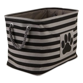Bone Dry Large Black Rectangle Storage Basket With Handles 17.75 X 12 X 15 Inches