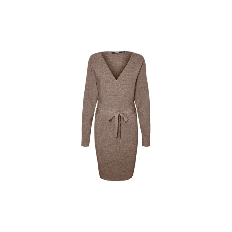 VERO MODA Female Knitted Dress VMHOLLYREM Long Dress, Brown Lentil