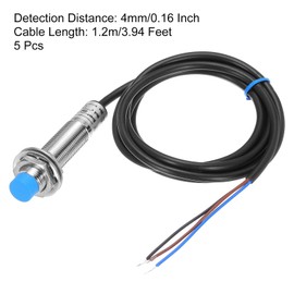MECCANIXITY M12 Approach Sensor Inductive Proximity Sensor Switch NO Normally Open PNP 4mm Detection Distance, DC 6-36V LJ12A3-4-Z/BY, 3.9ft, 5Pcs