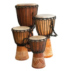 TERRE Djembe Beginner carved, 24" tall, 9-10.5" head