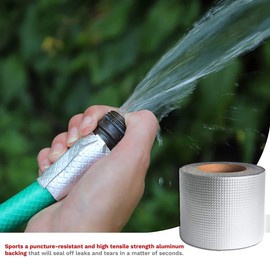 5m Waterproof Tape Butyl Rubber Aluminium Foil Roof Pipe Caravan Repair Flashing, Ideal for Caravan and HVAC, Strong Adhesion and Flexible