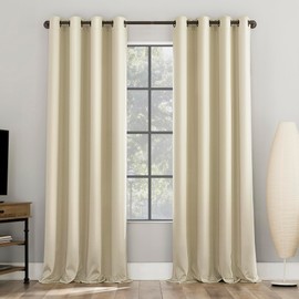 Sun Zero Nordic 2-pack Theater Grade Noise Reducing Extreme 100% Blackout Grommet Curtain Panel Pair, 52" x 84, Cream Off-white