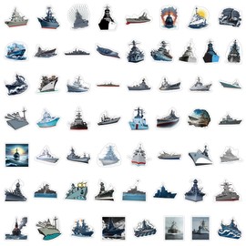 Warship Sticker 50 Pieces Cute Decoration for Car Laptop Skateboard Bicycle Moped Motorcycle Bicycle Computer Warship Sticker Set, Suitable for Adults Children