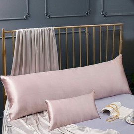 Cozysilk 100% Silk Body Pillowcase for Hair & Skin with Hidden Zipper, 20 Momme Silk Body Pillow Pillowcase, Pure Mulberry Silk Maternity Pillow Cover for Women Pregnancy (20 x 60, Lotus Pink)