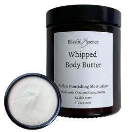 Whipped Body Butter | All Natural Intense Moisturiser | Vitamin E, Shea & Cocoa Butter for All Skin Types, Glass Jar