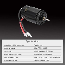 Brushed RC Engine, Brushed Motor Remote Controlled Car Engine 550 Carbon Brush Motor for 1/10 RC Model Car (27T)