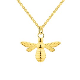 FJ 18ct Yellow Gold Plated Bee Necklace 925 Sterling Silver Bumble Bee Pendant Necklace Bee Jewellery Gifts for Women Girls with 18 inch Chain