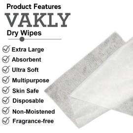 200 XL Ultra Soft Dry Wipes 11x12 Disposable Gentle Cleansing Cloths for Baby and Adult with Sensitive Skin - Extra Large Dry Washcloths (200)