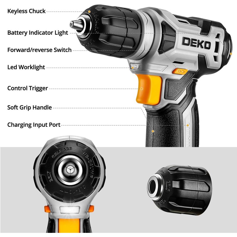 DEKO 126 Pcs Power Tool Combo Kits with 8V Cordless