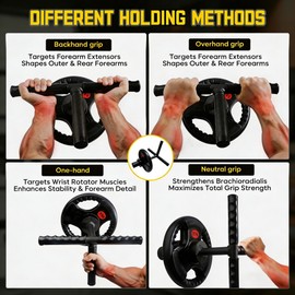 Vorynne Strong Arm Forearm Trainer & Wrist Strengthener, Adjustable Alloy Steel Forearm Bar Grip Trainer with Non-Slip Handle & Clamp, Portable Forearm Exerciser for Home Office Gym