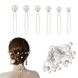 Hair Pin Pearl, 36 Piece Set, U Pins, Hair Ornaments, Pearl Pins, Hair Accessories, Hair Clips, Weddings, Coming-of-age Ceremonies, Graduations, Brides, Kimono, Everyday Use, Silver)