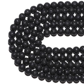 Natural Gemstone Beads 8mm Black Lava Beads Volcanic Rock Round Stone Beads for Bracelets Jewelry Making 15inch Loose Beads