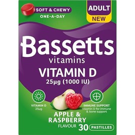 Bassetts Adult Vitamin D 25µg (1000 IU) Apple & Raspberry 30 Gummies