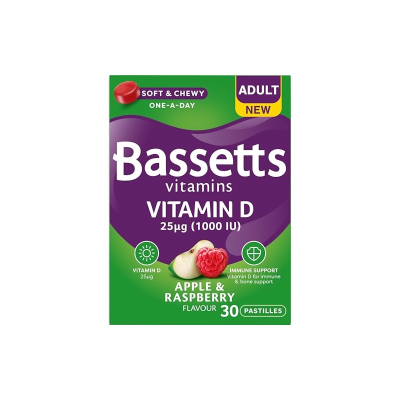 Bassetts Adult Vitamin D 25µg (1000 IU) Apple & Raspberry