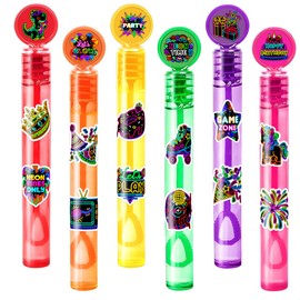 Neon Party Favors for Kids – 24PCS Bright Glow-Themed Mini Bubble Wands, Great for Birthday Supplies, Pinata Fillers, Goodie Bags & Classroom Rewards