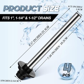 Tandefio 4 Pcs Universal Sink Overflow Pipe Stainless Steel Sink Stopper Strainer Pipe Overflow Plug Bathroom Pipes Fittings for Commercial 1", 1-1/4", 1-1/2" Drain