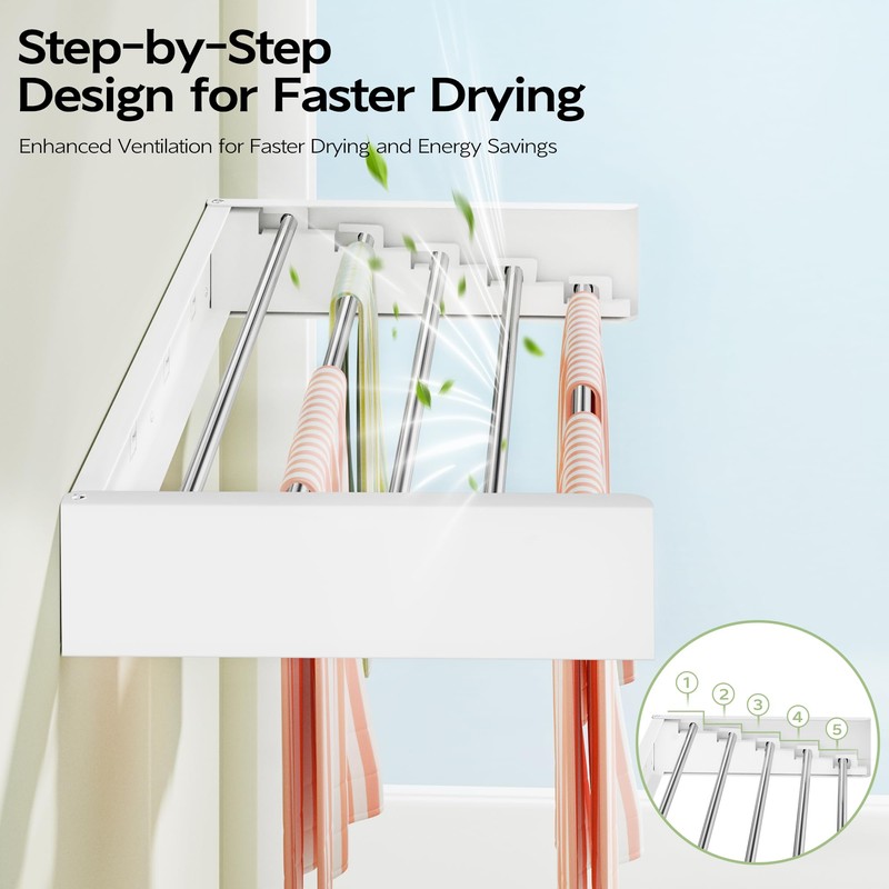 Vikaqi Wall Mounted Clothes Drying Rack 32", Foldable Wall Mount