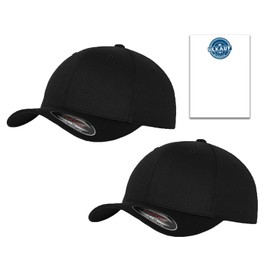 HLKauf Flexfit Unisex Woolly Combed Cap, Baseball Cap, Grey Underside, S, M, L, XL, XXL, Pack of 2